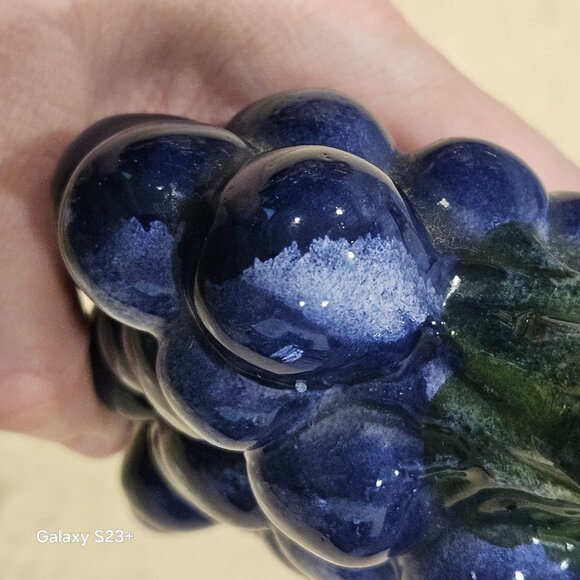 VINTAGE HANDPAINTED CERAMIC GRAPES MAJOLICA DECOR DISPLAY ART FRUIT VIETRI ITALY - Picture 6 of 8